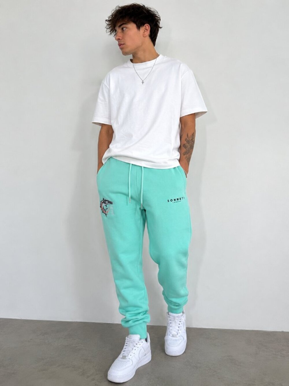 Sonneti London Mint Green Marlin Embroidered Jogger Sweatpants Men's Size M